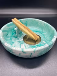 Jesmonite rund (grön) rökelsehållare för träbit