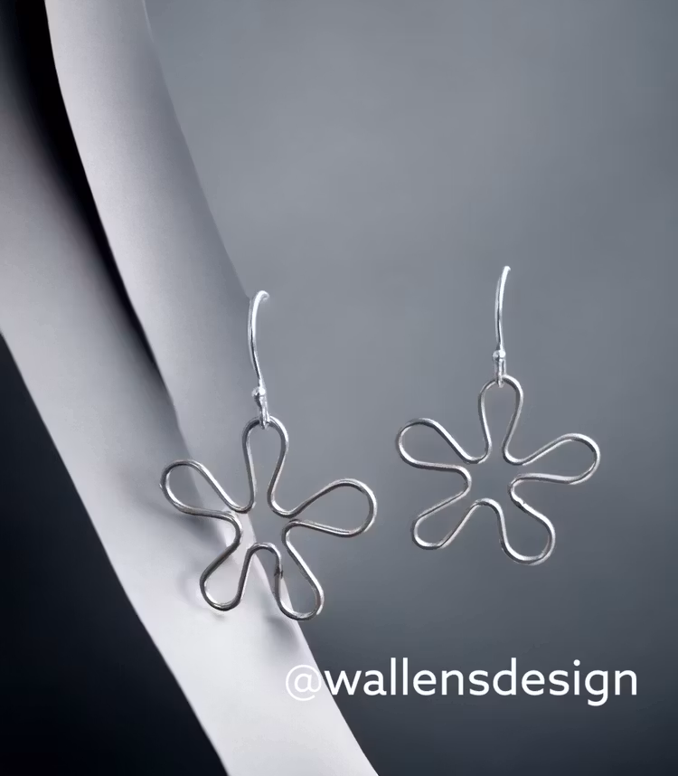 Modesty örhängen,  blomma i äkta silver (slim)