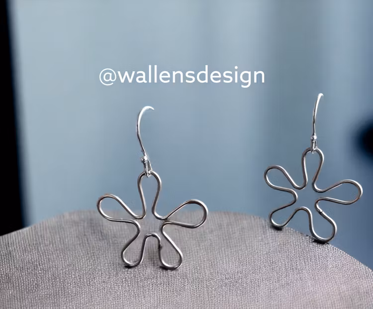 Modesty örhängen,  blomma i äkta silver (slim)