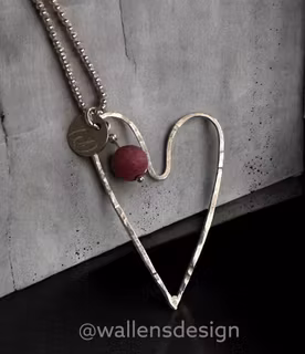 LOVE Original Silverhjärta med Rodonit (25*35 mm)