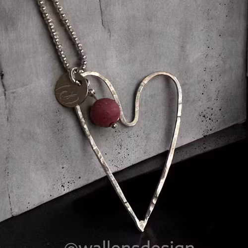 LOVE Original Silverhjärta med Rodonit (25*35 mm)