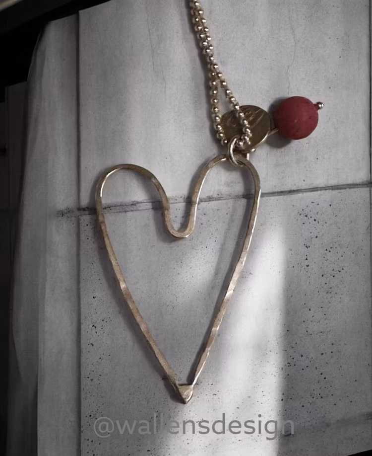 LOVE Original Silverhjärta med Rodonit (25*35 mm)