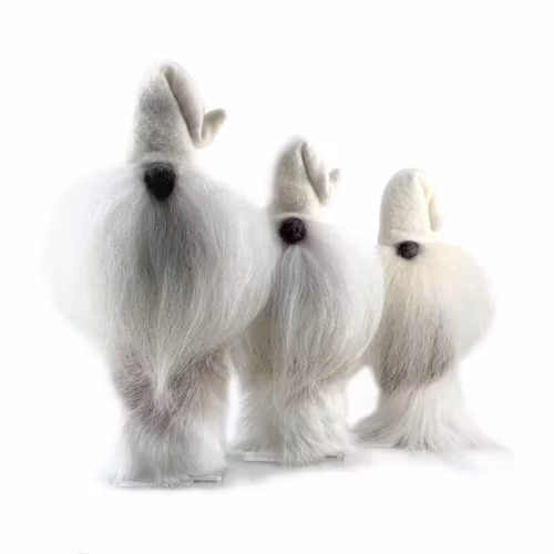 TOMTE FROST MINSTA MODELL 25-26 CM HÖG I VACKERT VITT RENSKINN