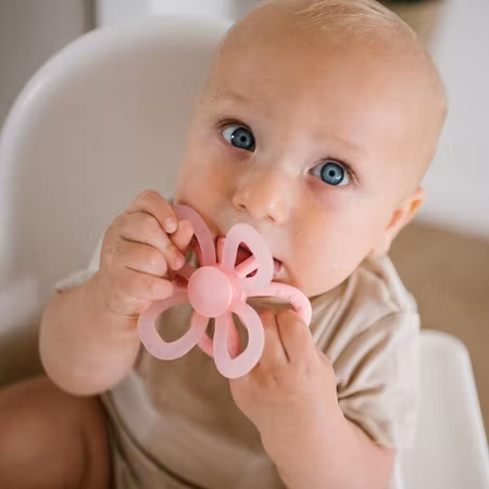 BabyOno silicone teether Flower Pink