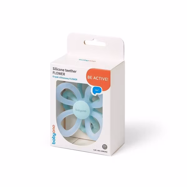 BabyOno silicone teether Flower Blue.