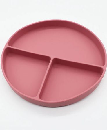 Tallriken ERIK i silikon med sugpropp rosa