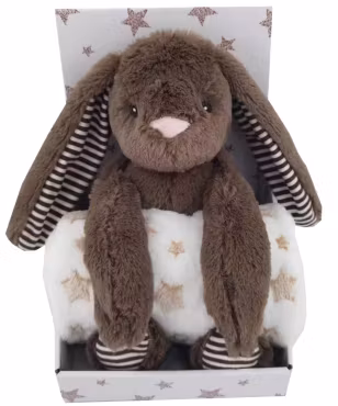 Carlo Baby Fleecefilt Beige Stjärna & Gosedjur Mörkbrun Kanin
