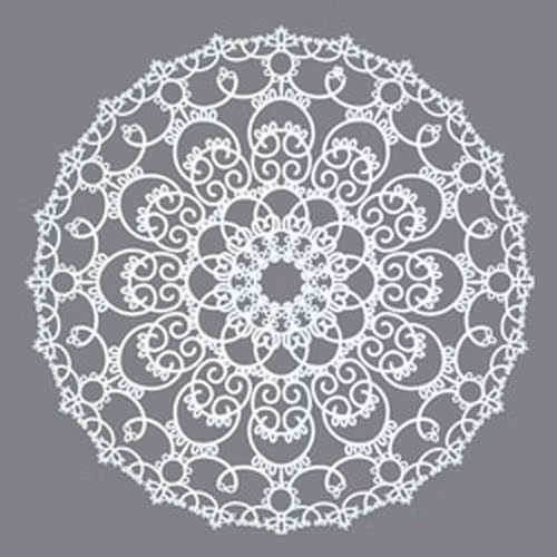 Stencil Doily DecoArt spets rund 30x30 spetsduk mönster glada ungmön