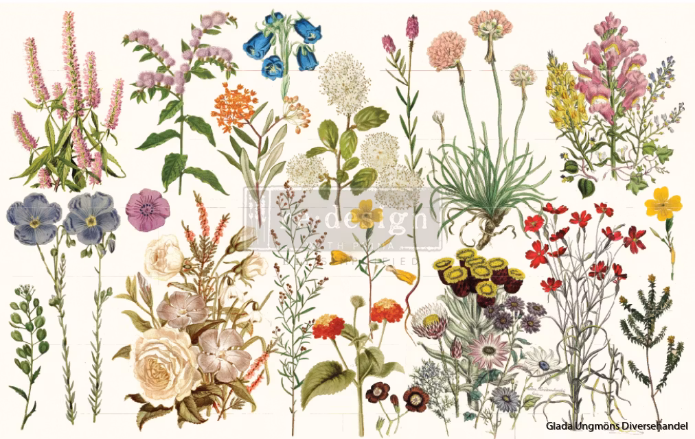 Re Design Decoupage Wild Herbs byrå tissue paper flower glada ungmöns diversehandel