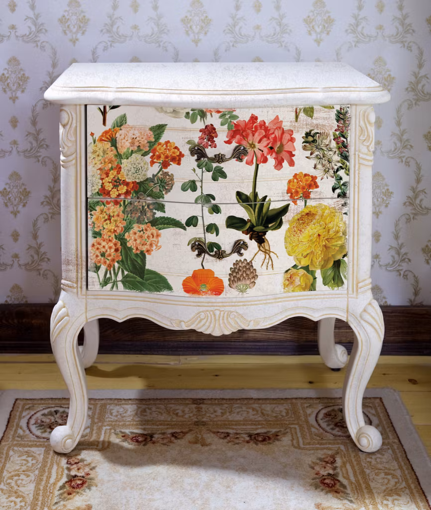 Re Design Decoupage Forest Garden byrå tissue paper flower glada ungmöns diversehandel