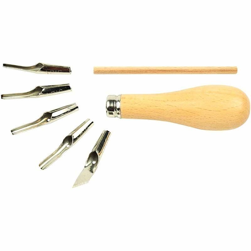 Lino Cutter Knife stämpel snida tryck tyg papper mixed media glada ungmön olika blad att skära lösa delar