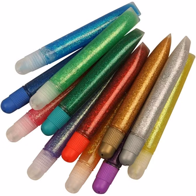 Glitterlim i tub 10ml  12 olika kulörer vattenbaserat glada ungmön