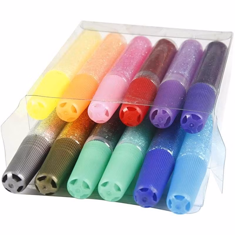 Glitterlim i tub 10ml  12 olika kulörer vattenbaserat glada ungmön