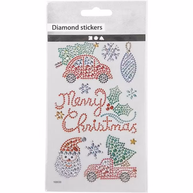 Diamond Stickers Merry christmas Julmotiv  tomte gran glitter dekaler glada ungmön