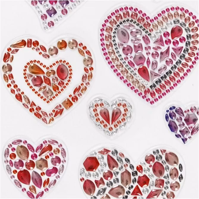 Diamond Stickers Hearts hjärtan röda glitter dekaler glada ungmön