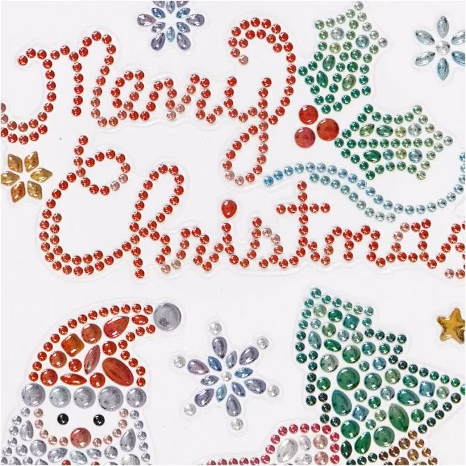 Diamond Stickers Merry christmas Julmotiv  tomte gran glitter dekaler glada ungmön
