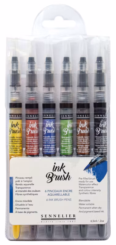 Sennelier Ink Brush 6-set - Trendy colours  glada ungmön