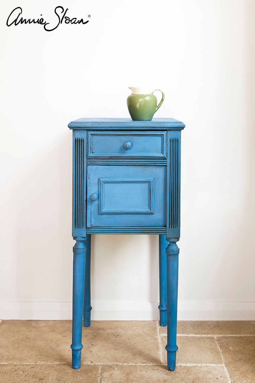 Annie Sloan Chalk paint Greek Blue målad byrå Glada ungmöns diversehandel bild 4