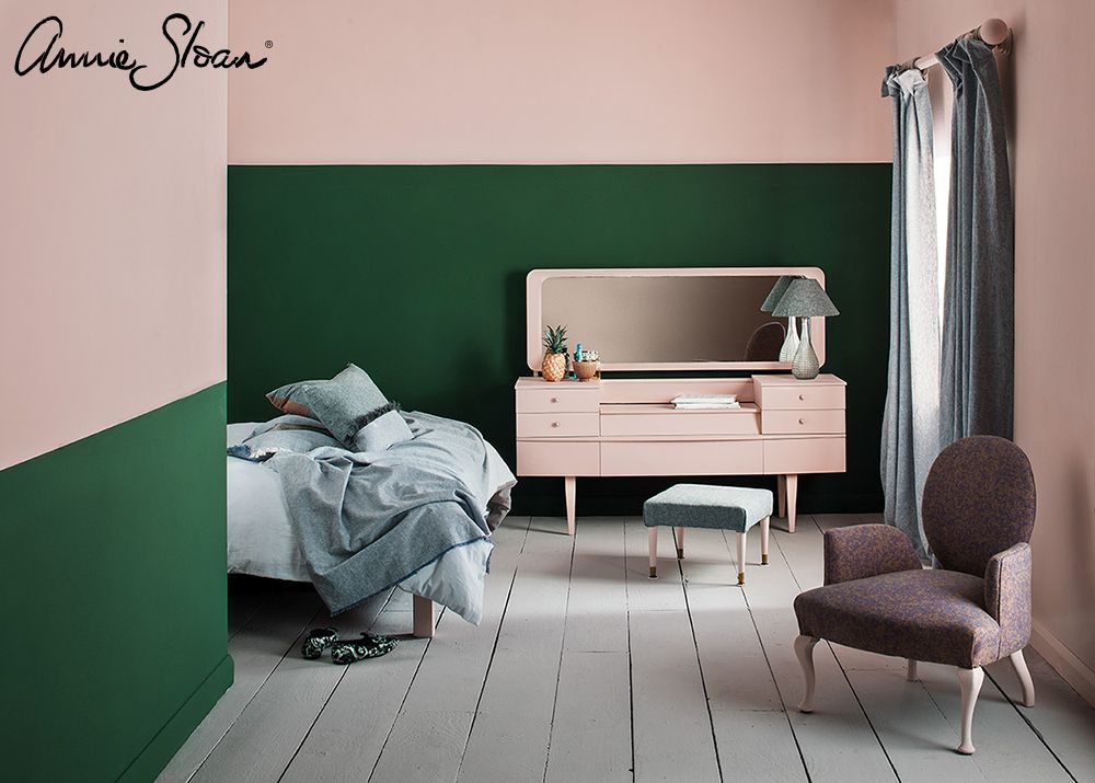 Annie Sloan Chalk paint Antoinette amsterdam green målad vägg Glada ungmöns diversehandel bild 12