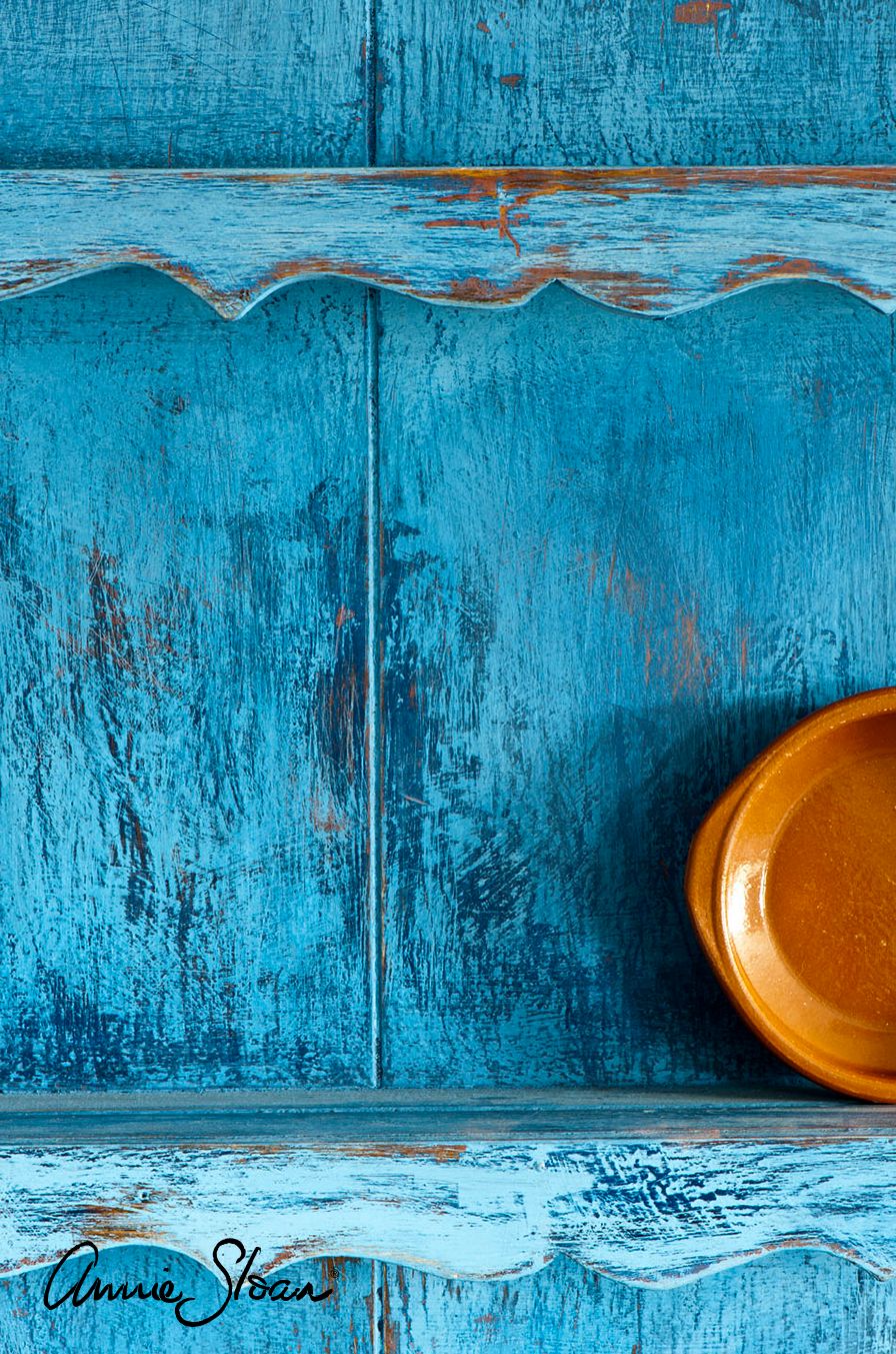 Annie Sloan Chalk paint Greek Blue målat skåp interiör Glada ungmöns diversehandel bild 13