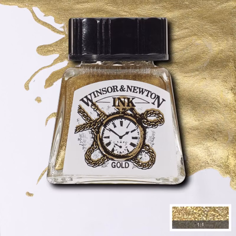 Winsor & Newton Drawing Inks, guld,