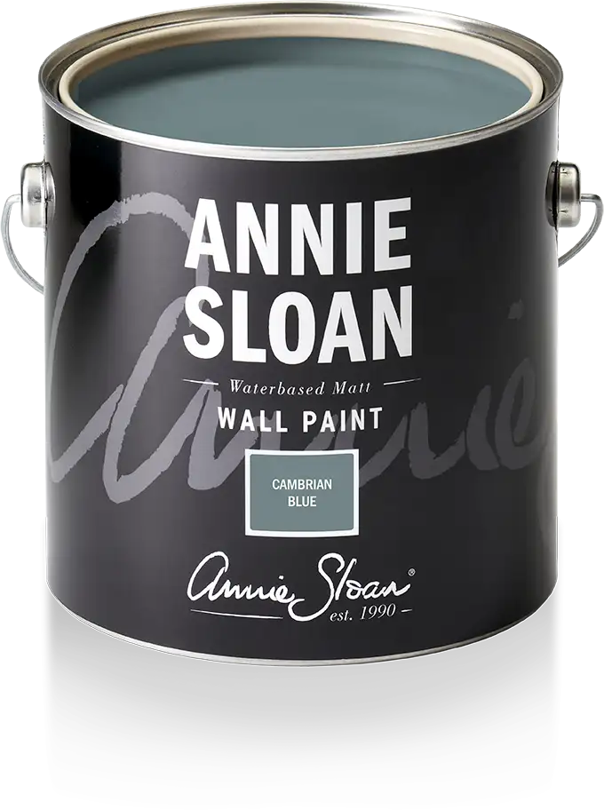 Annie Sloan Wall Paint Cambrian Blue väggfärg interiör gråblå glada ungmöns diversehandel 1