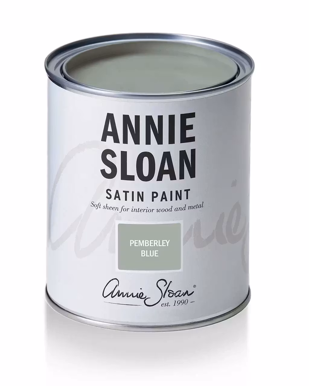 Annie Sloan Satin Paint Pemberley Blue 750ml blå grön Tålig glada ungmöns diversehandel