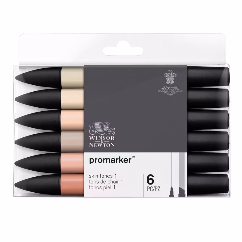 Promarker set Winsor & Newton  6-pack, skin tones 1, hudfärger