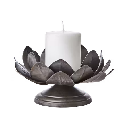 Ljusstake i metall lotusblomma