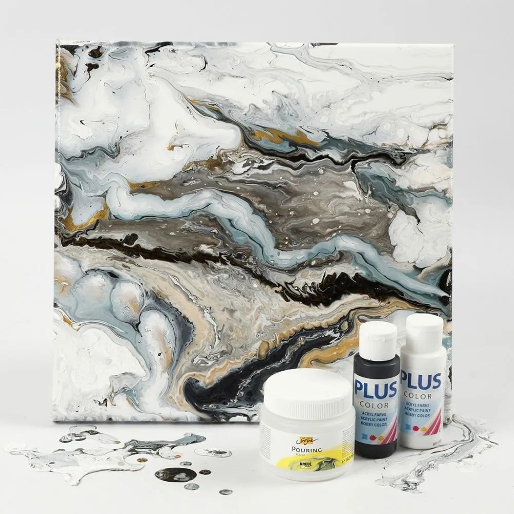 Pouring-Fluid, flytande, akrylfärger, silikonolja, konstverk, skapa, måla en tavla, marmorering