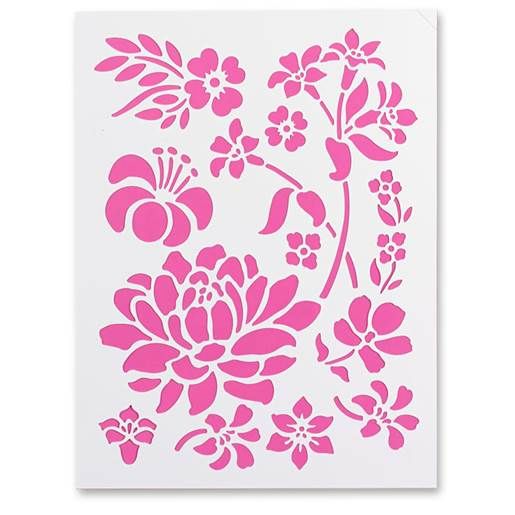 Växter, Blommor, Stencil, Schablon, Mall, Mönster,