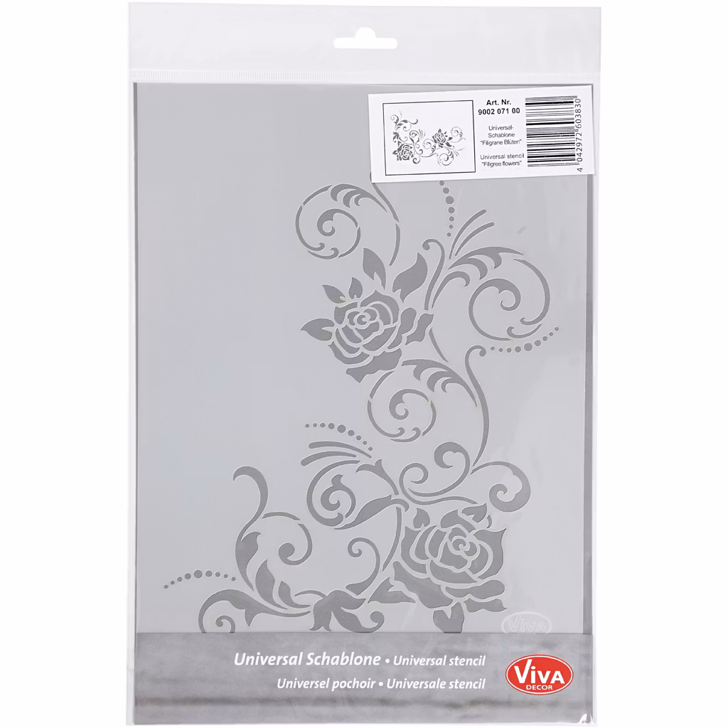 A4, Stencil, Rosor, Blommor, Schablon, Mall