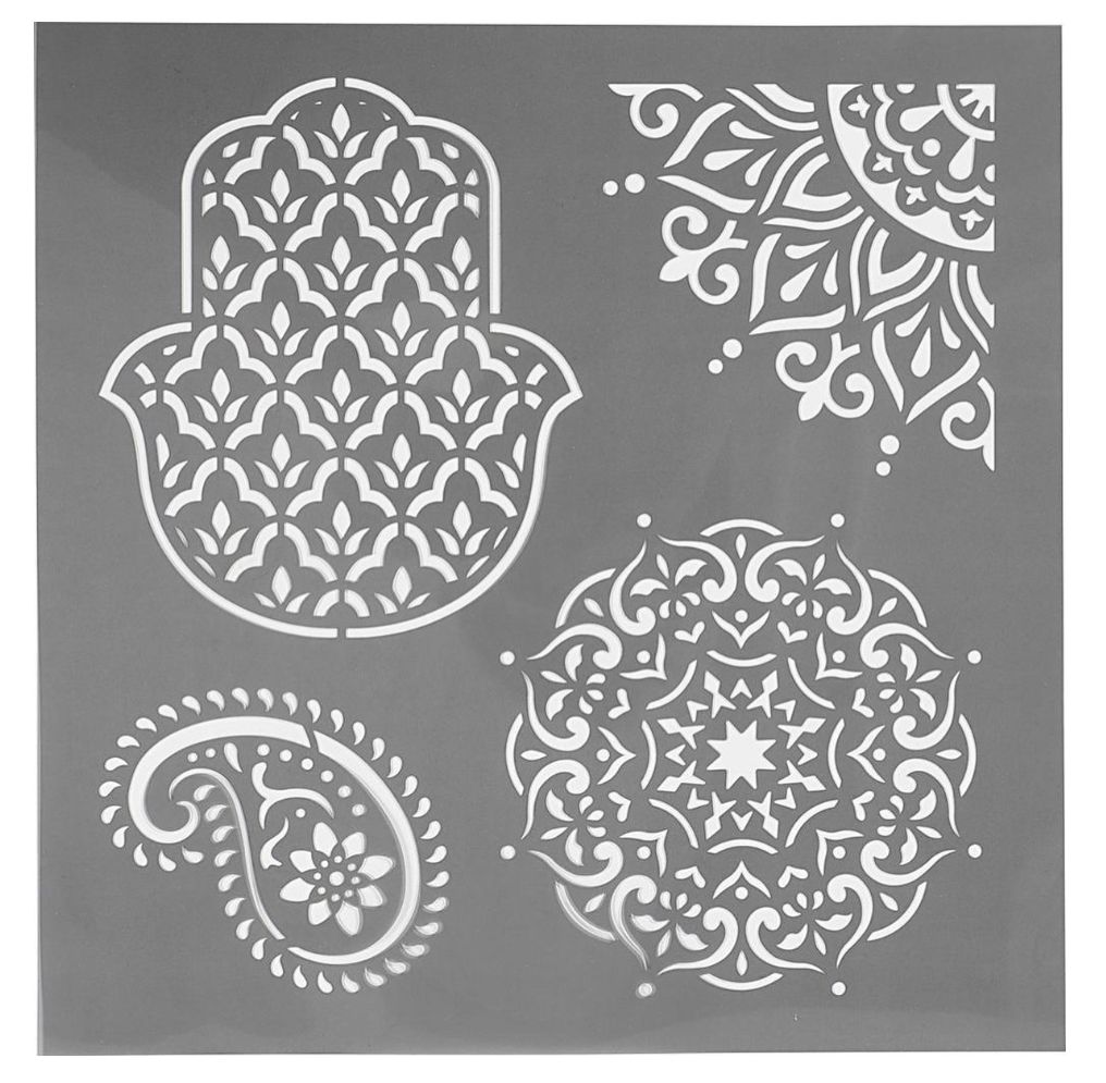 Stencil, Schablon, Mall, Design, Orientaliska mönster, Creotime,