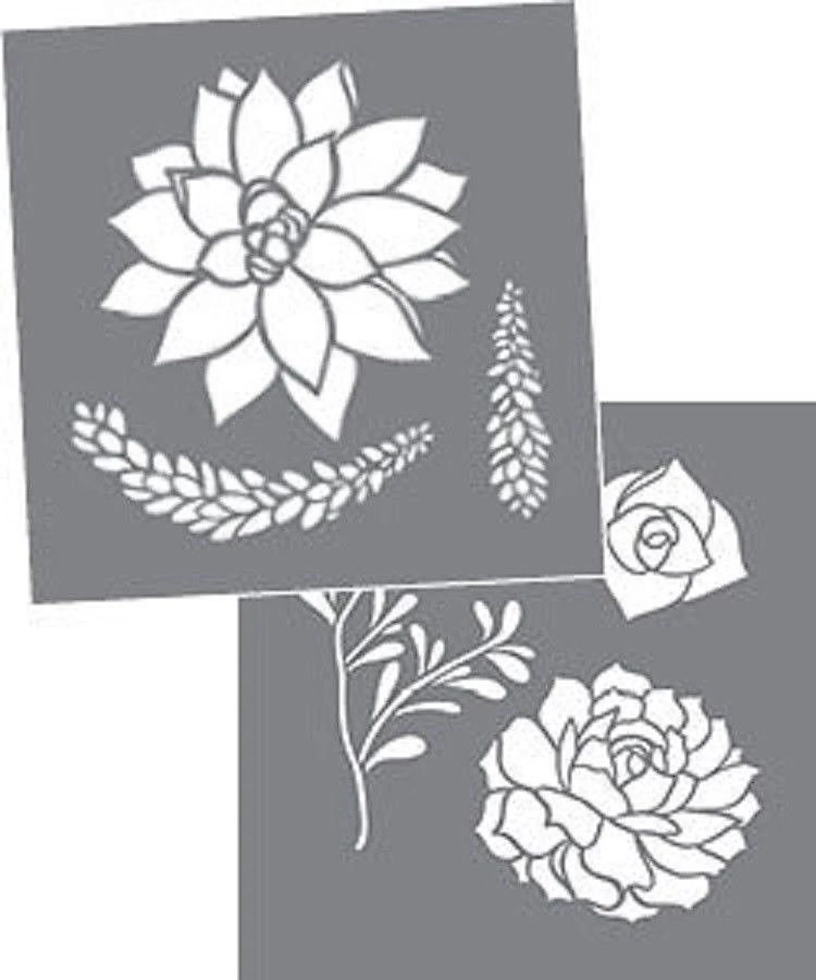 Schablon, Stencil, Succulenter, Blommor, Blomster design, Mall,