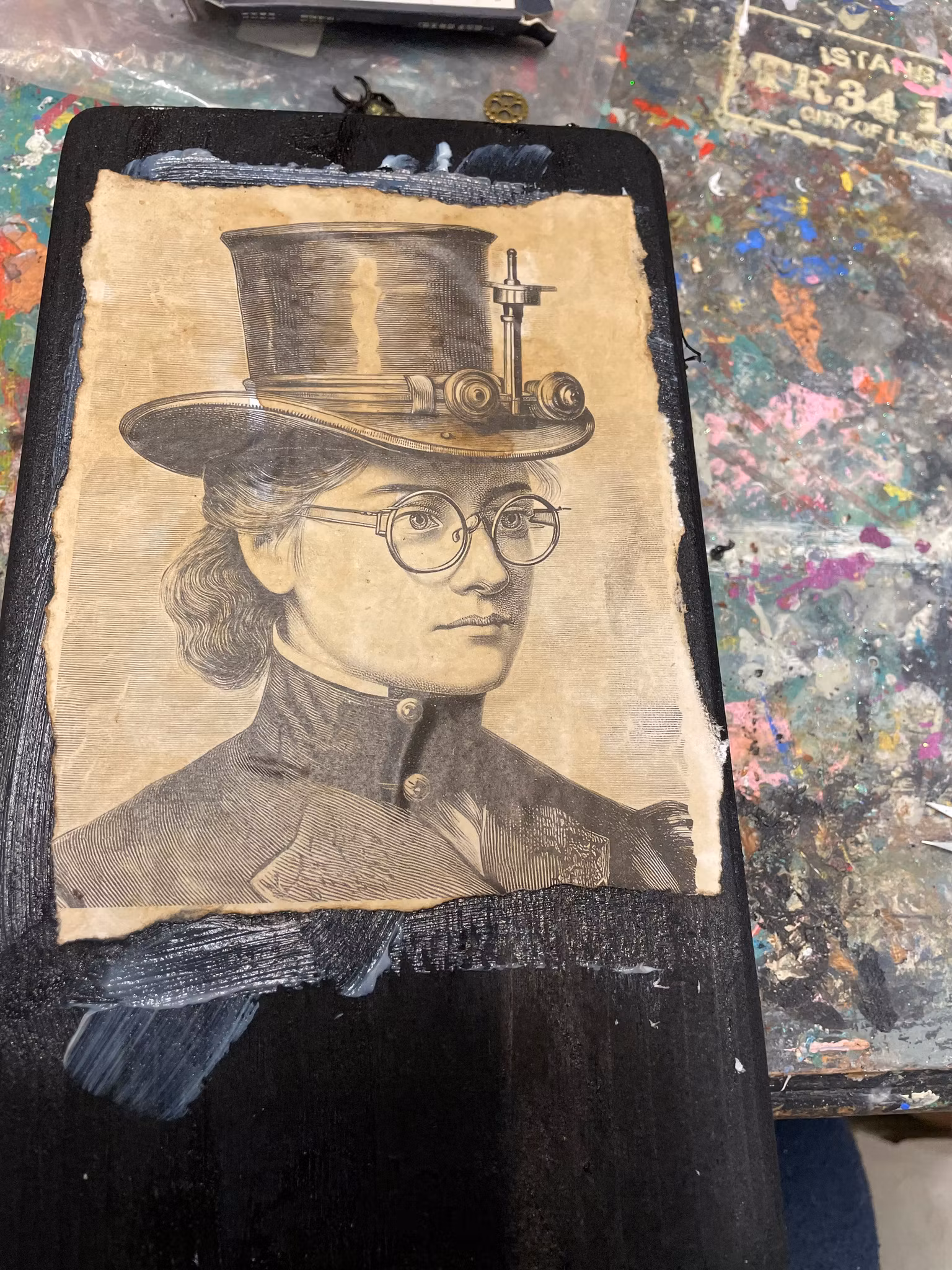 Steampunk unika tavlor olika motiv med steampunktema cool kvinna, hatt, glasögon