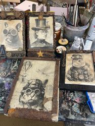 Unik Steampunk-tavla Katt
