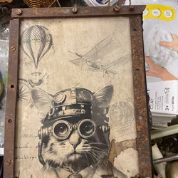 Unik Steampunk-tavla Katt