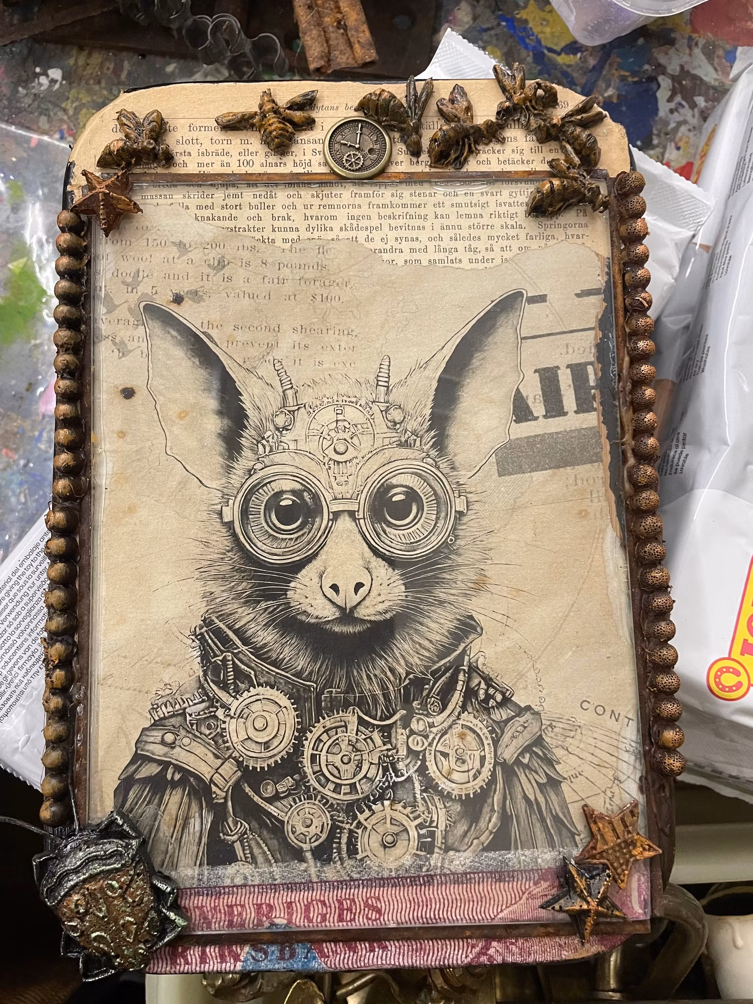 Steampunk unika tavlor olika motiv med steampunktema Kugghjul pilot, rost