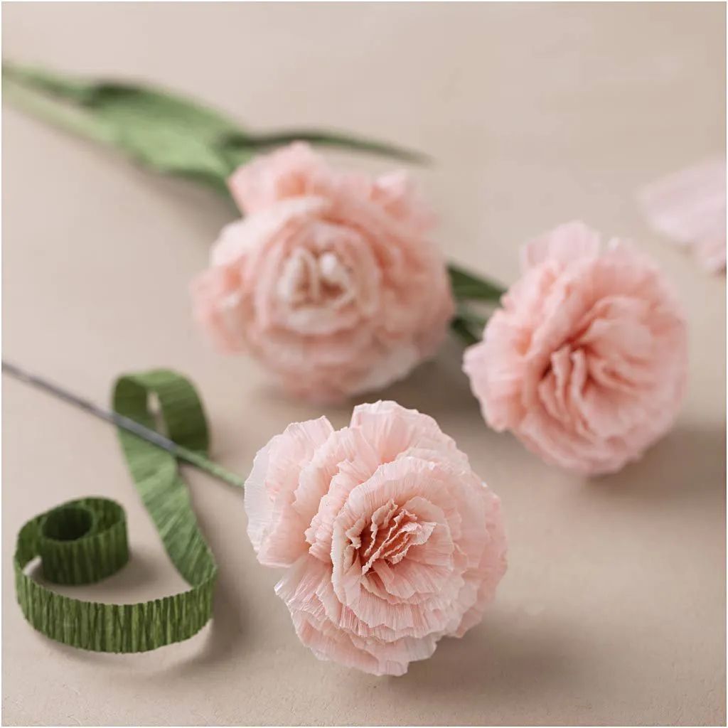 Kräppapper, Nejlikor, Mini DIY Kit, rosa, blomma,