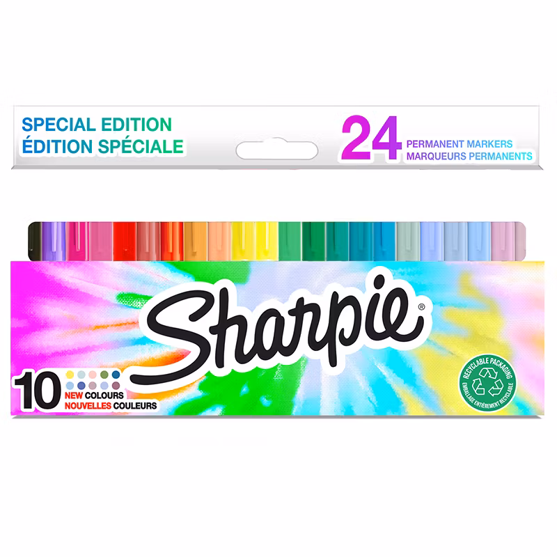 Fiberpennset Sharpie Fine Perm. Market Big Pack 24, permanent, pastell, mjuka färger