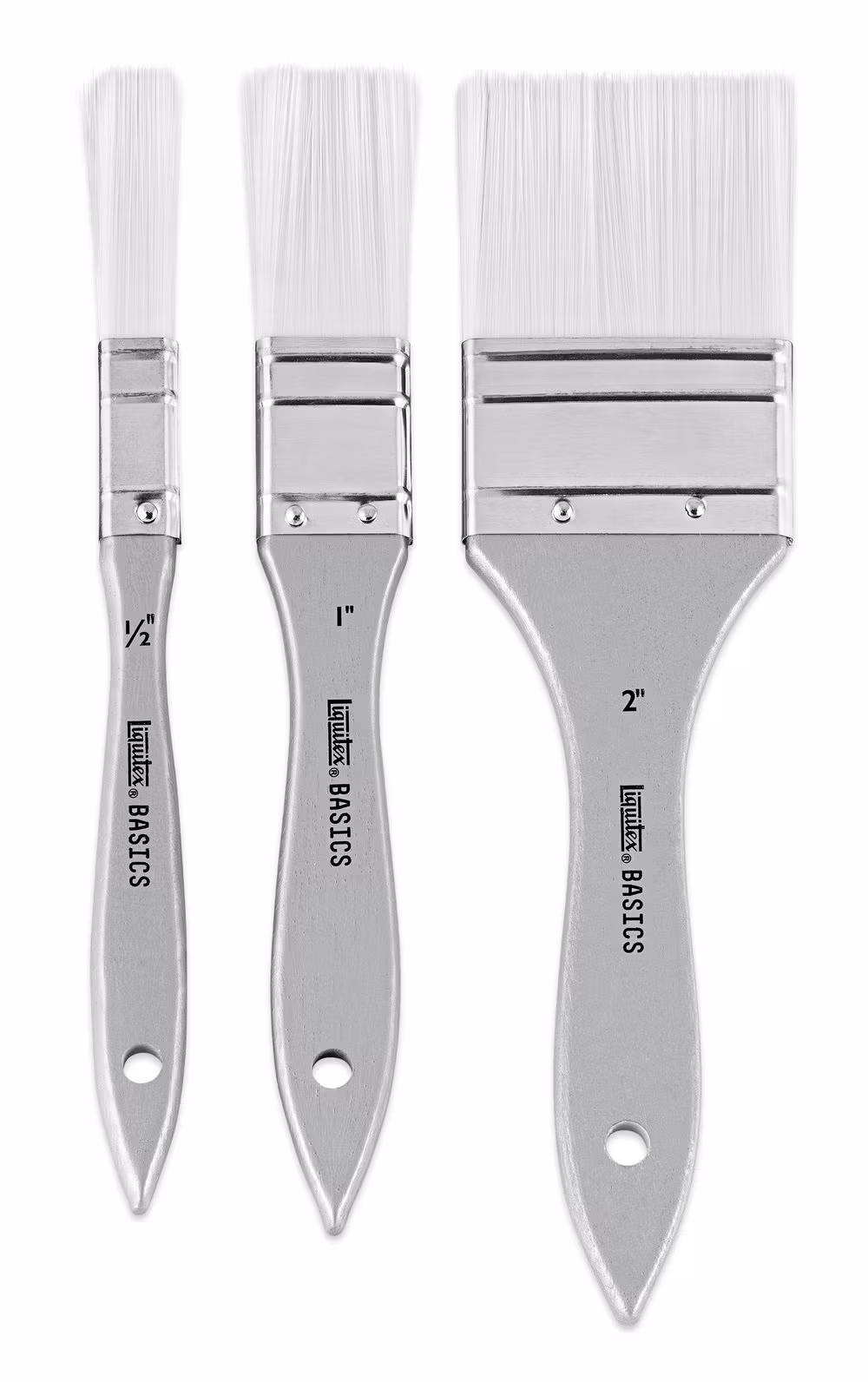 Syntetpensel Liquitex Basics Penslar 3st, måla akryl, akvarell, träskaft, vit, grå