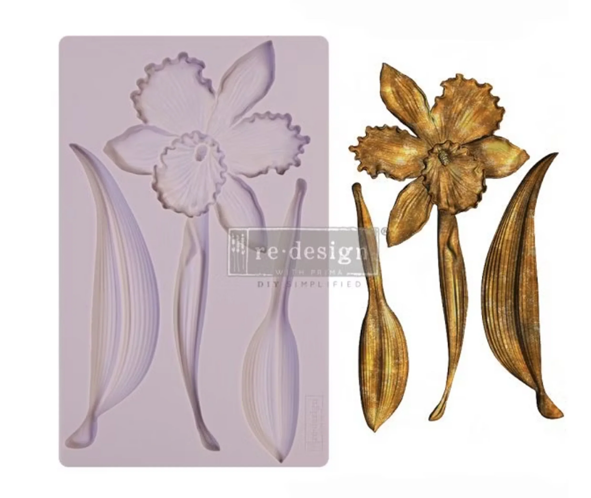 Re Design Moulds  Silikonform Wildflower,  gjuta relief, gjutform, lera, betong, smältlim