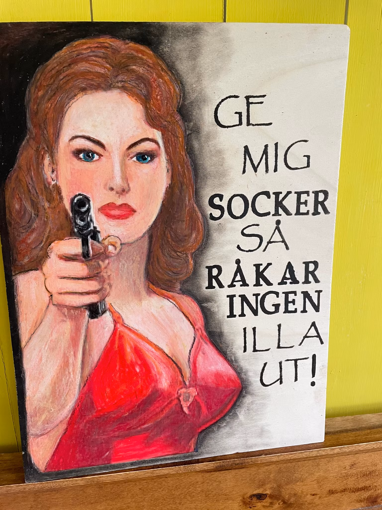 Originaltavla 'Ge mig socker!' i oljepastell på pannå A3