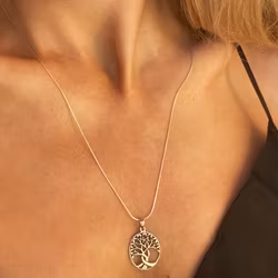 Set med halsband och örhänge "Livets träd" i silver 925