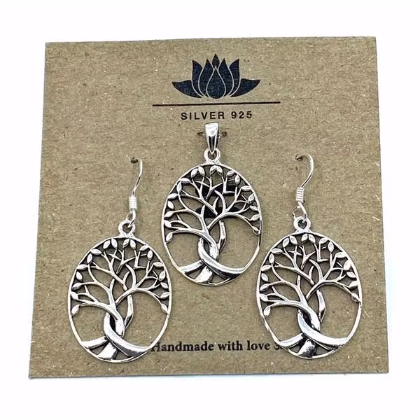 Set med halsband och örhänge "Livets träd" i silver 925