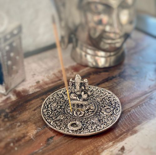Rökelsehållare silver fat med Ganesha