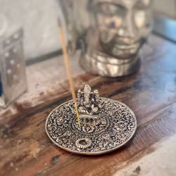 Rökelsehållare silver fat med Ganesha