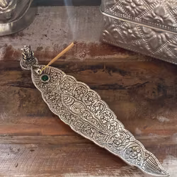 Rökelsehållare blad silver Ganesha