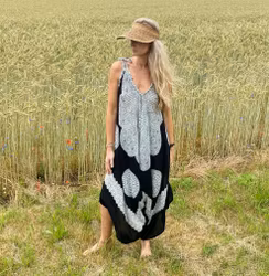 Byxdress jumpsuit mandala svart/vit
