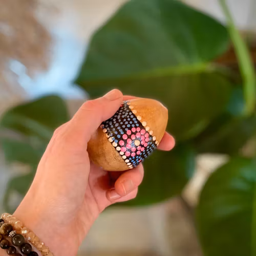 Maracas ägg handmålat rosa/blå